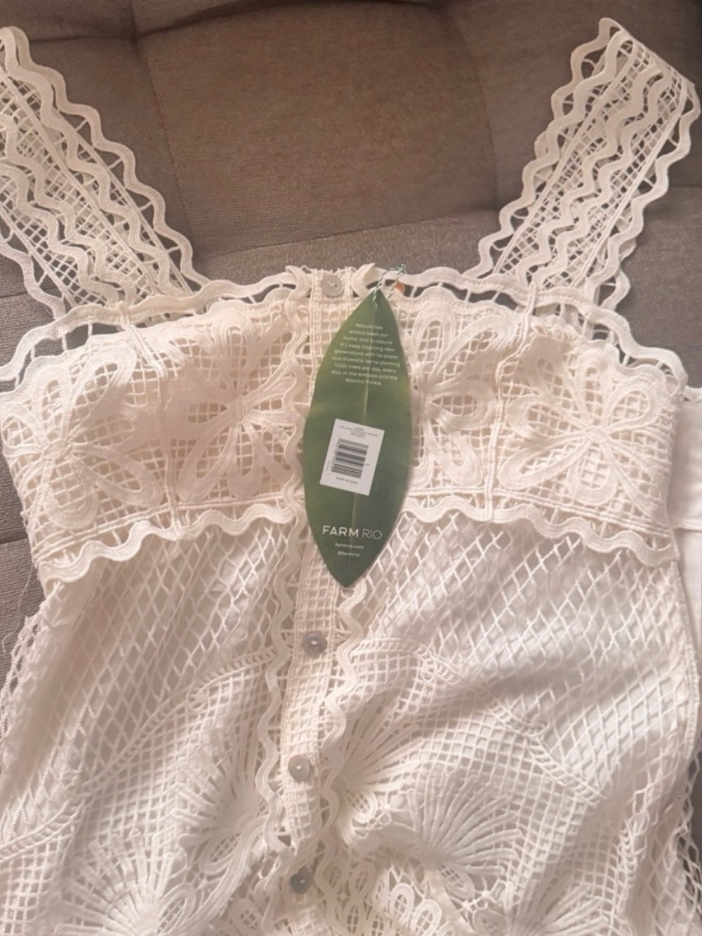 $348 FARM RIO Nautical Guipure Maxi Dress lace off white NWT size Small - Picture 4 of 4